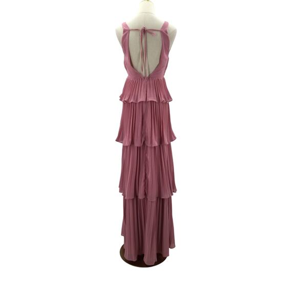 LULU'S  XS Mesmerizing Essence Pink Pleated Backless Tiered Maxi Dress B91 - Picture 3 of 10